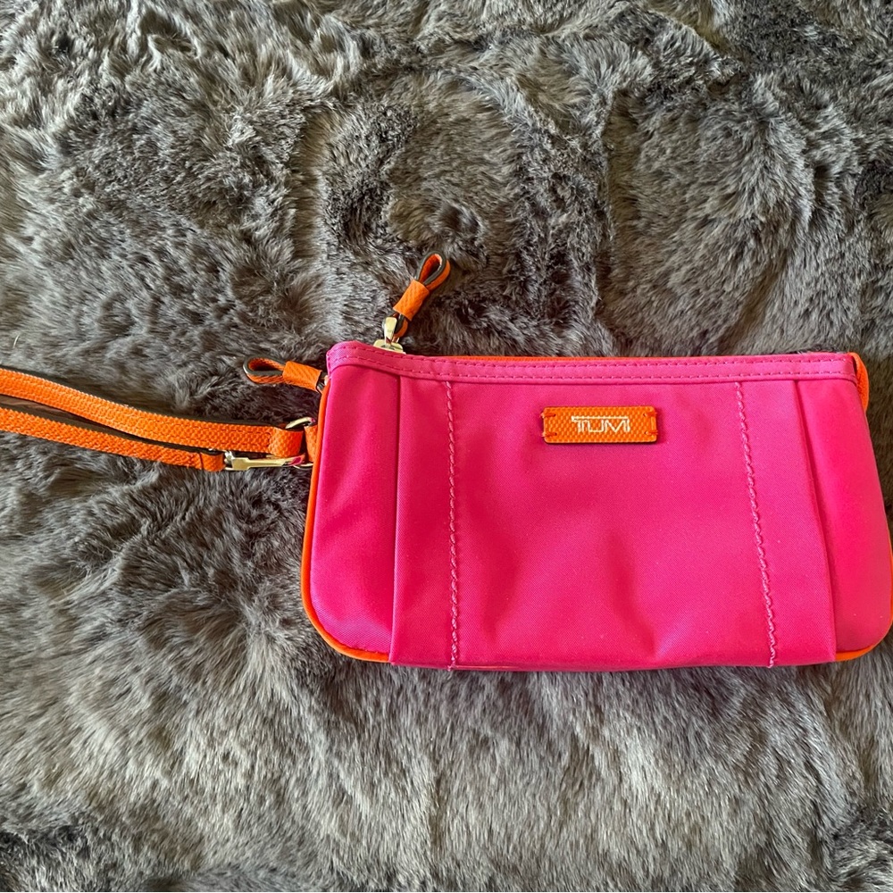 Tumi Vibrant Pink and Orange Clutch